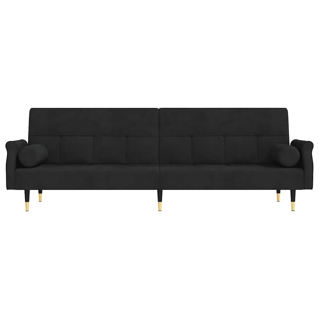 vidaXL Canapea extensibilă cu perne, negru, catifea vidaXL Canapea extensibilă cu perne, negru, catifea