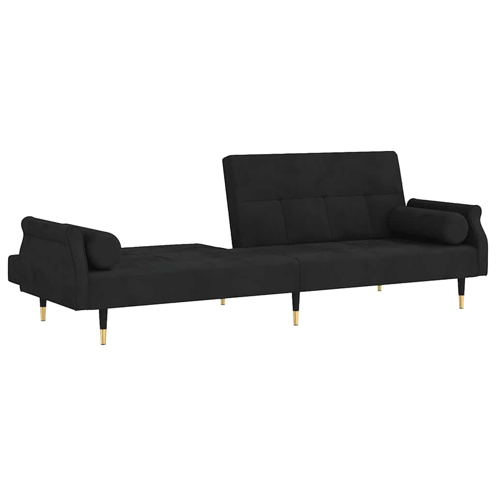 vidaXL Canapea extensibilă cu perne, negru, catifea vidaXL Canapea extensibilă cu perne, negru, catifea