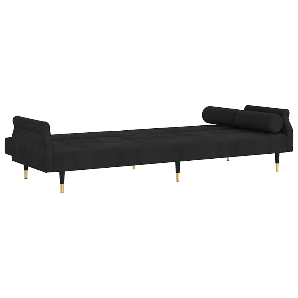 vidaXL Canapea extensibilă cu perne, negru, catifea vidaXL Canapea extensibilă cu perne, negru, catifea