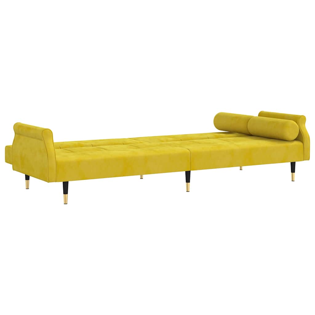 vidaXL Canapea extensibilă cu perne, galben, catifea