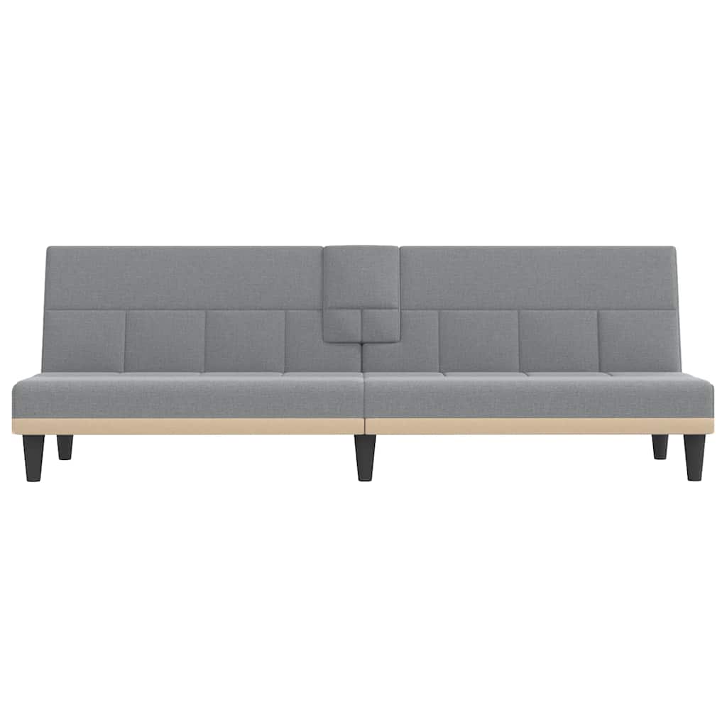vidaXL Canapea extensibilă cu suporturi de pahar, gri deschis, textil