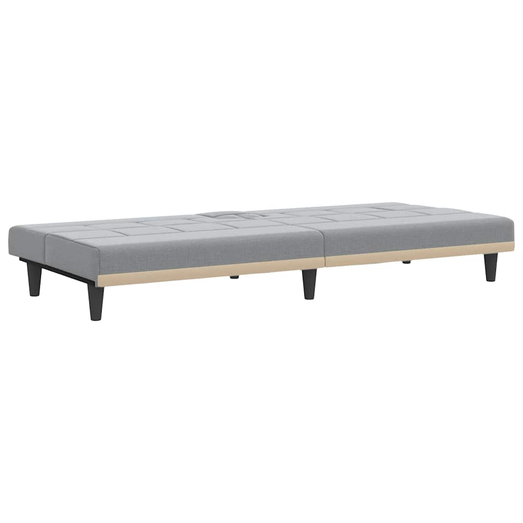 vidaXL Canapea extensibilă cu suporturi de pahar, gri deschis, textil