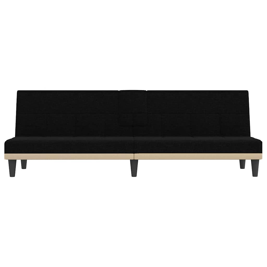 vidaXL Canapea extensibilă cu suporturi de pahare, negru, textil