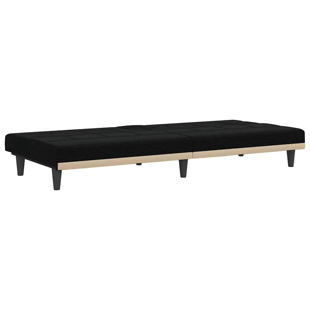 vidaXL Canapea extensibilă cu suporturi de pahare, negru, textil