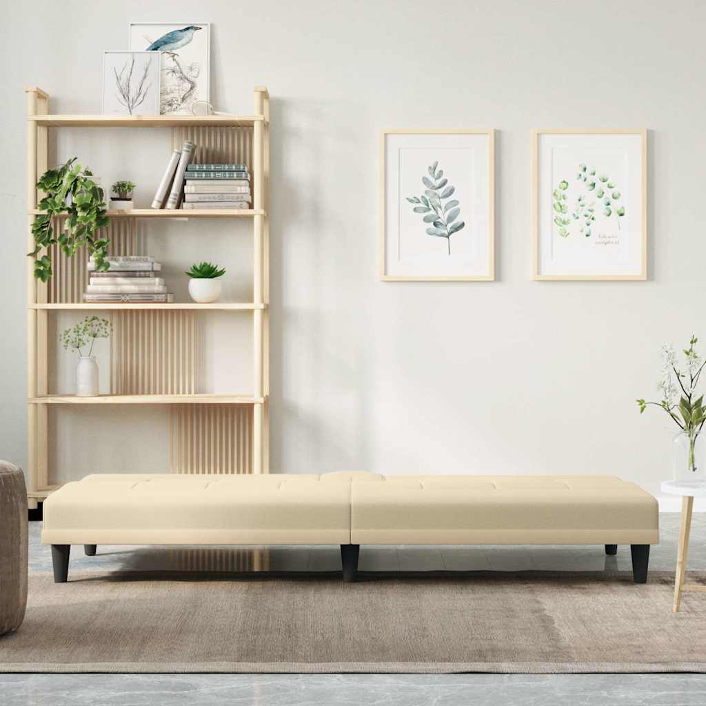 vidaXL Canapea extensibilă cu suporturi de pahare, crem, textil