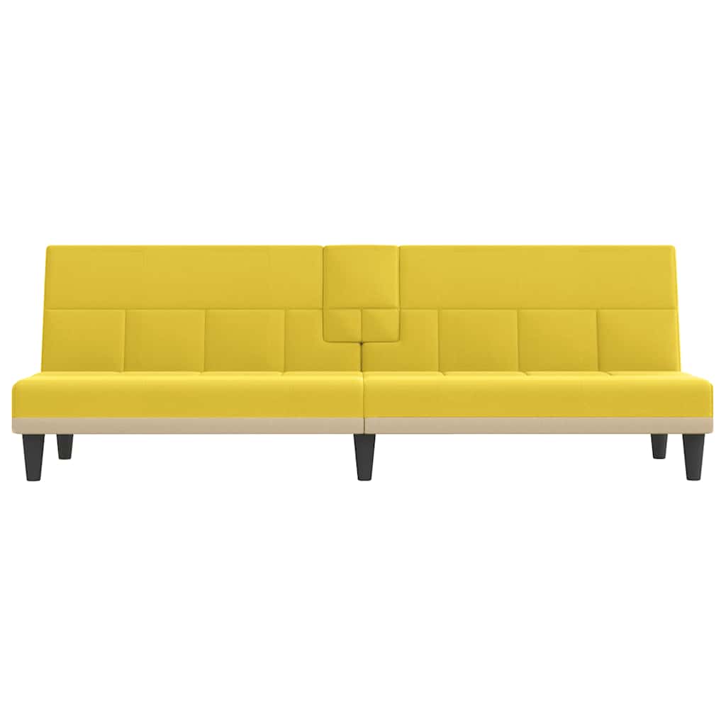 vidaXL Canapea extensibilă cu suporturi de pahar, galben, textil