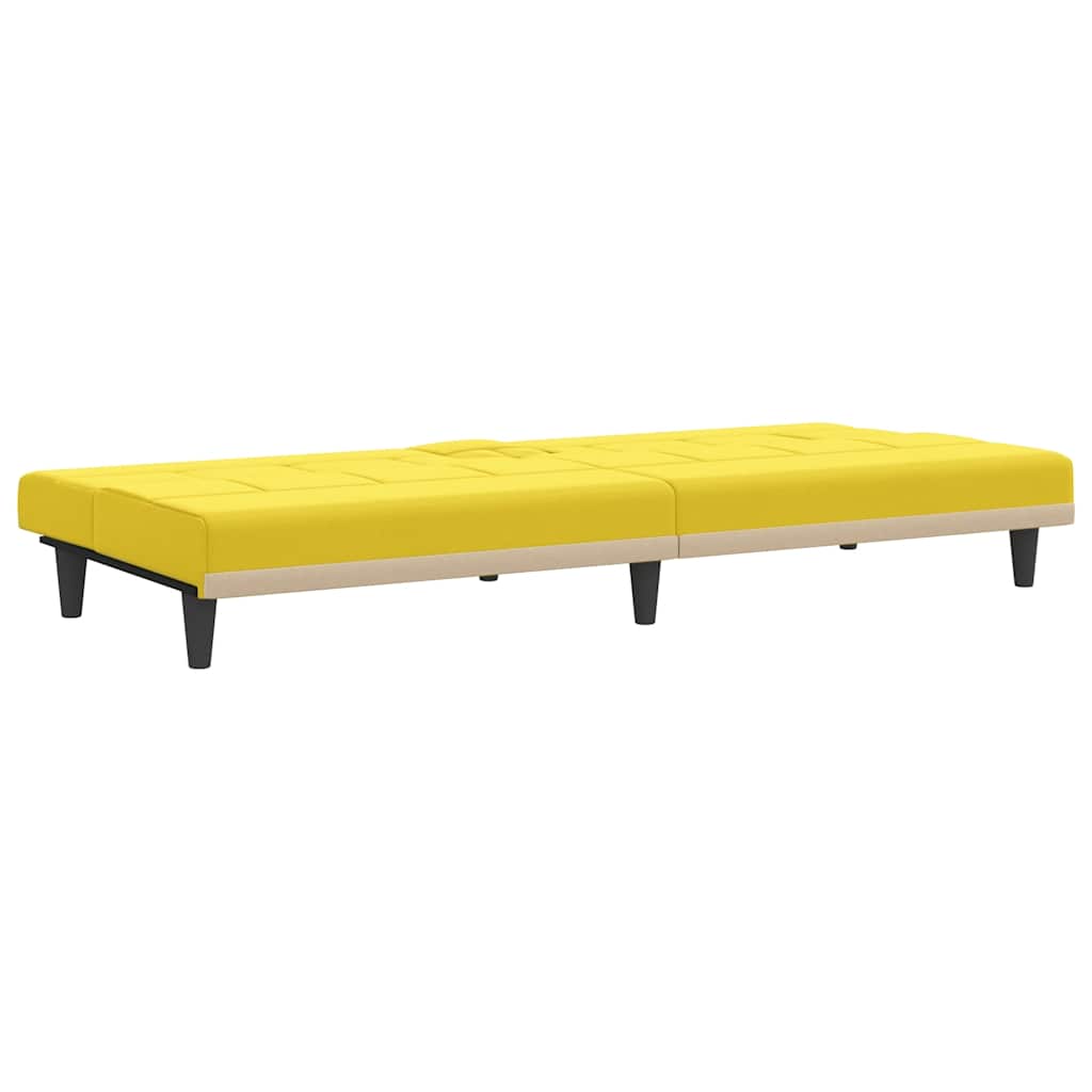 vidaXL Canapea extensibilă cu suporturi de pahar, galben, textil