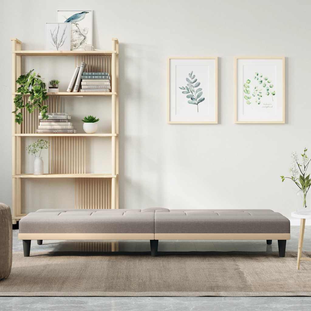 vidaXL Canapea extensibilă cu suporturi de pahare, gri taupe, textil vidaXL Canapea extensibilă cu suporturi de pahare, gri taupe, textil
