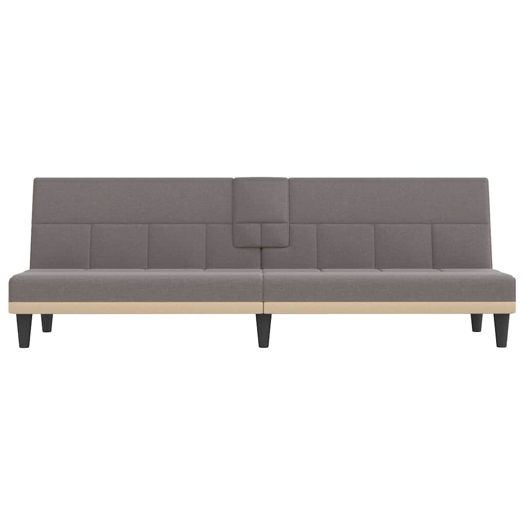 vidaXL Canapea extensibilă cu suporturi de pahare, gri taupe, textil vidaXL Canapea extensibilă cu suporturi de pahare, gri taupe, textil
