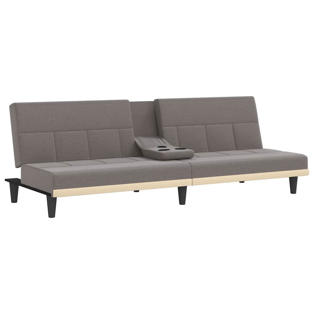 vidaXL Canapea extensibilă cu suporturi de pahare, gri taupe, textil vidaXL Canapea extensibilă cu suporturi de pahare, gri taupe, textil