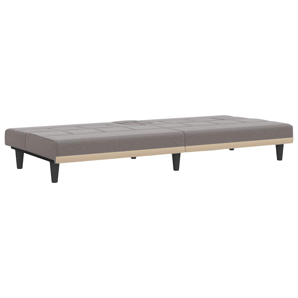vidaXL Canapea extensibilă cu suporturi de pahare, gri taupe, textil vidaXL Canapea extensibilă cu suporturi de pahare, gri taupe, textil