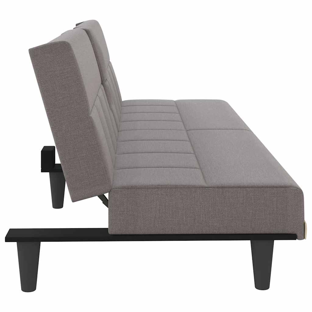 vidaXL Canapea extensibilă cu suporturi de pahare, gri taupe, textil vidaXL Canapea extensibilă cu suporturi de pahare, gri taupe, textil