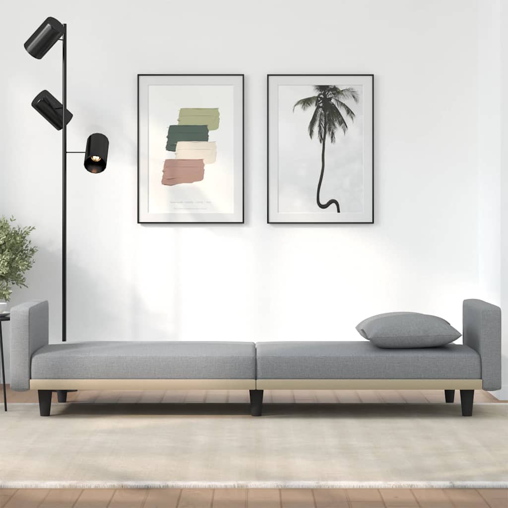vidaXL Canapea extensibilă cu cotiere, gri deschis, textil