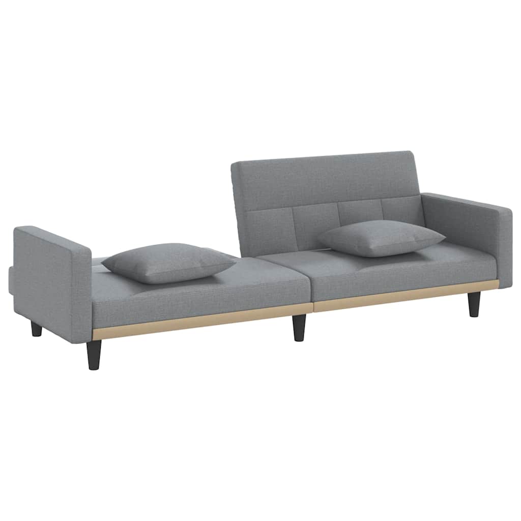 vidaXL Canapea extensibilă cu cotiere, gri deschis, textil