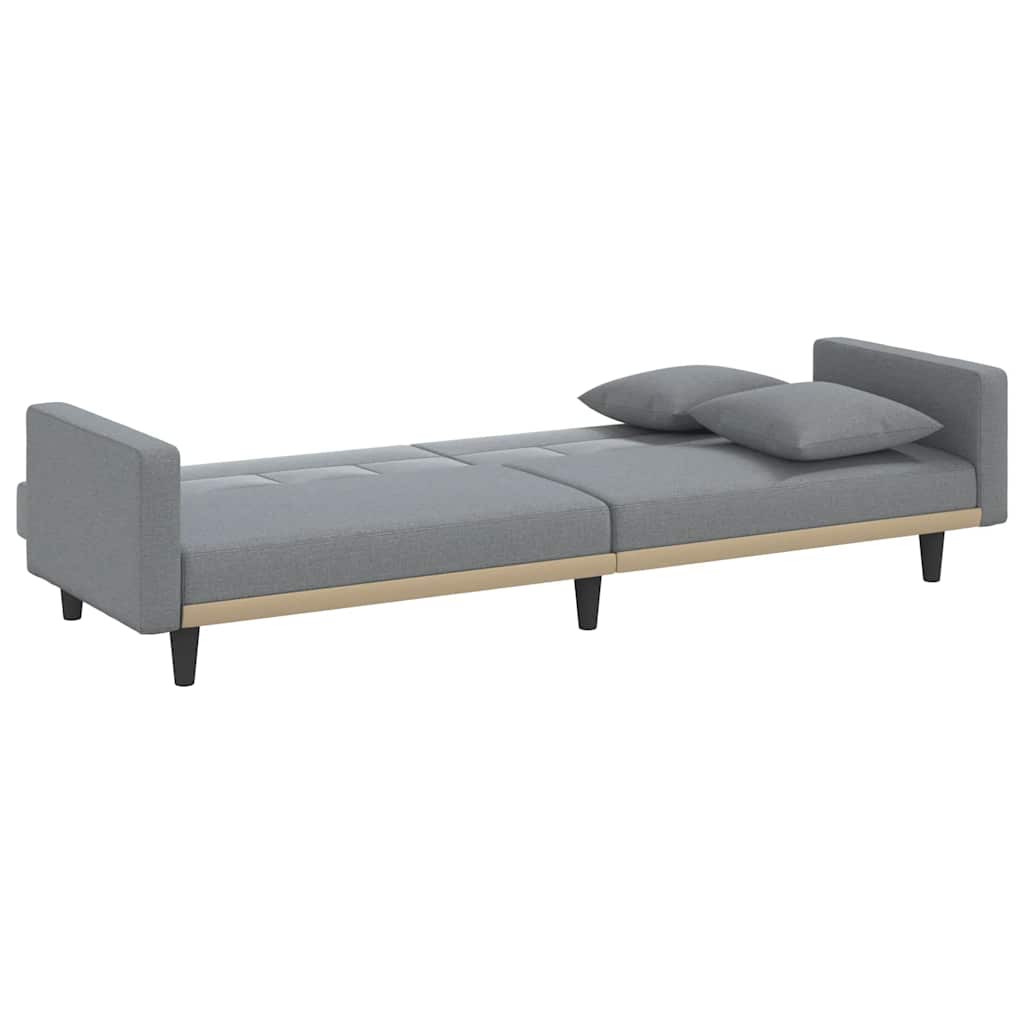 vidaXL Canapea extensibilă cu cotiere, gri deschis, textil