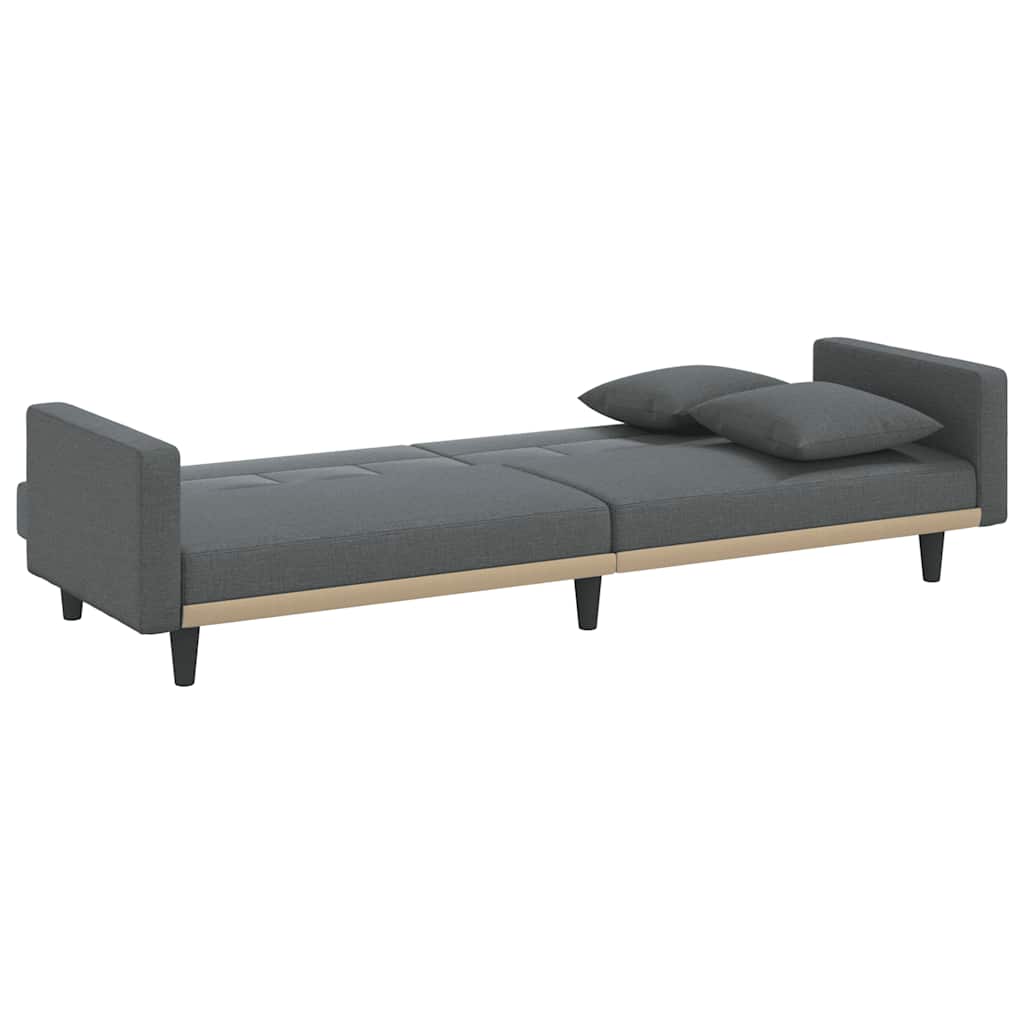 vidaXL Canapea extensibilă cu perne, gri închis, textil