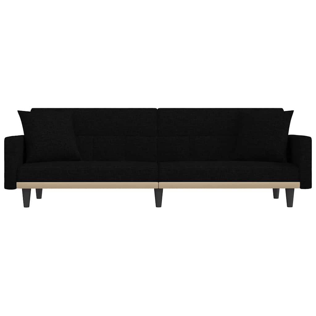 vidaXL Canapea extensibilă cu perne, negru, material textil