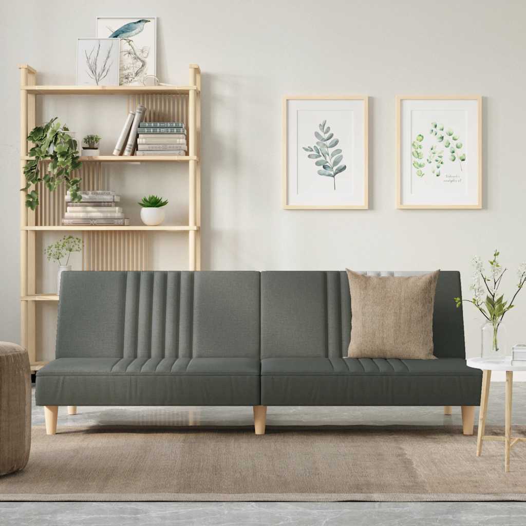 vidaXL Canapea extensibilă, gri închis, material textil vidaXL Canapea extensibilă, gri închis, material textil