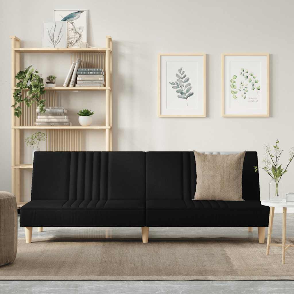 vidaXL Canapea extensibilă, negru, material textil vidaXL Canapea extensibilă, negru, material textil