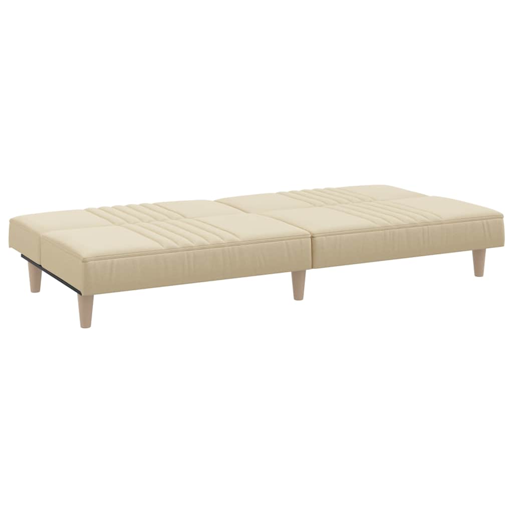 vidaXL Canapea extensibilă, crem, material textil vidaXL Canapea extensibilă, crem, material textil