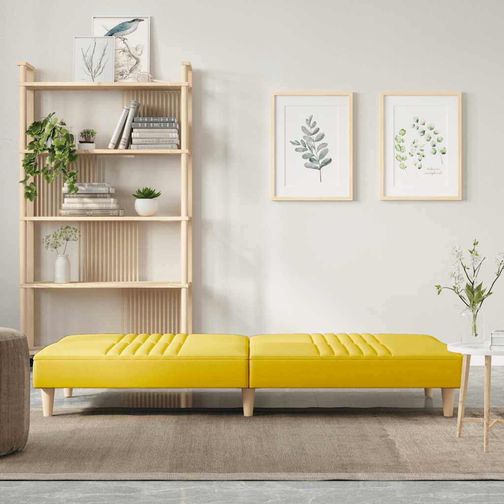 vidaXL Canapea extensibilă, galben deschis, material textil