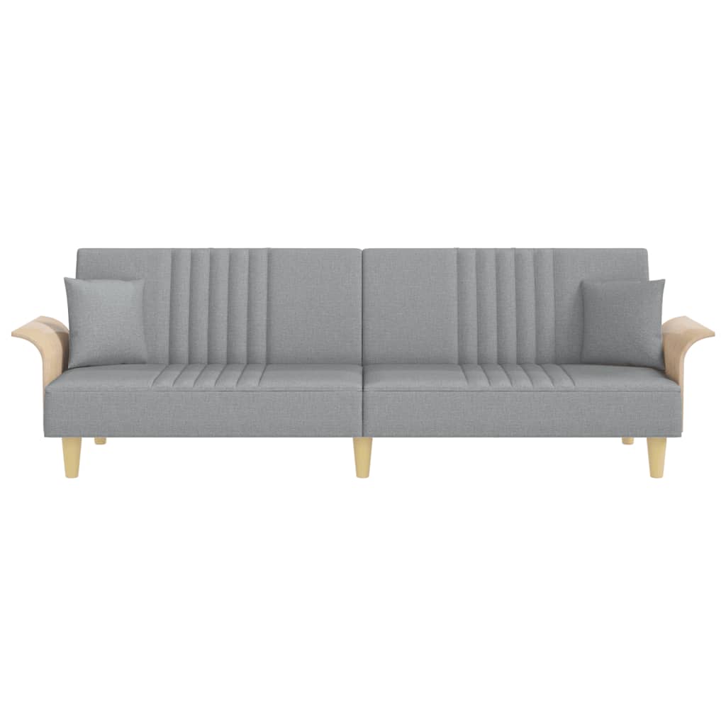 vidaXL Canapea extensibilă cu cotiere, gri deschis, textil