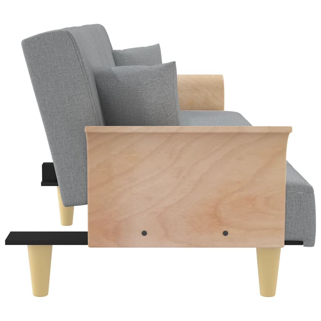 vidaXL Canapea extensibilă cu cotiere, gri deschis, textil