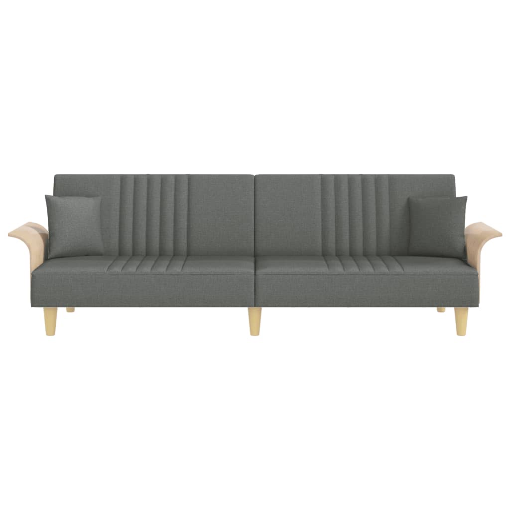 vidaXL Canapea extensibilă cu cotiere, gri închis, textil