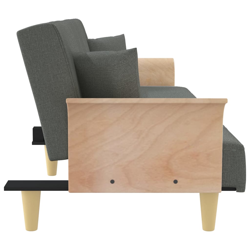 vidaXL Canapea extensibilă cu cotiere, gri închis, textil