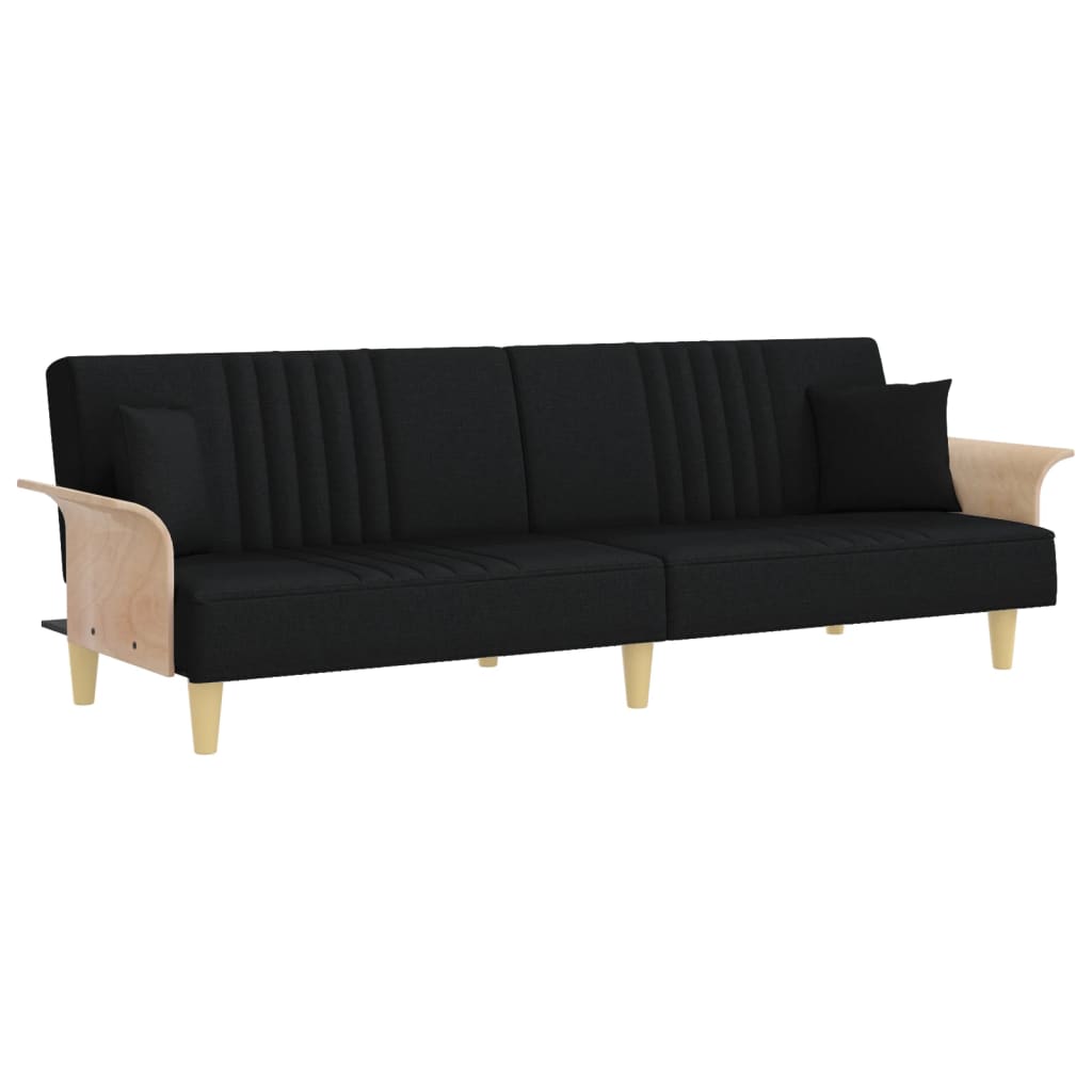 vidaXL Canapea extensibilă cu cotiere, negru, textil
