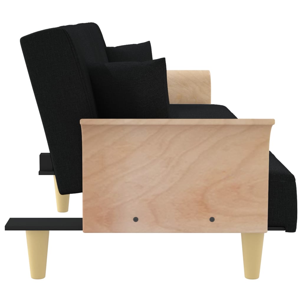 vidaXL Canapea extensibilă cu cotiere, negru, textil
