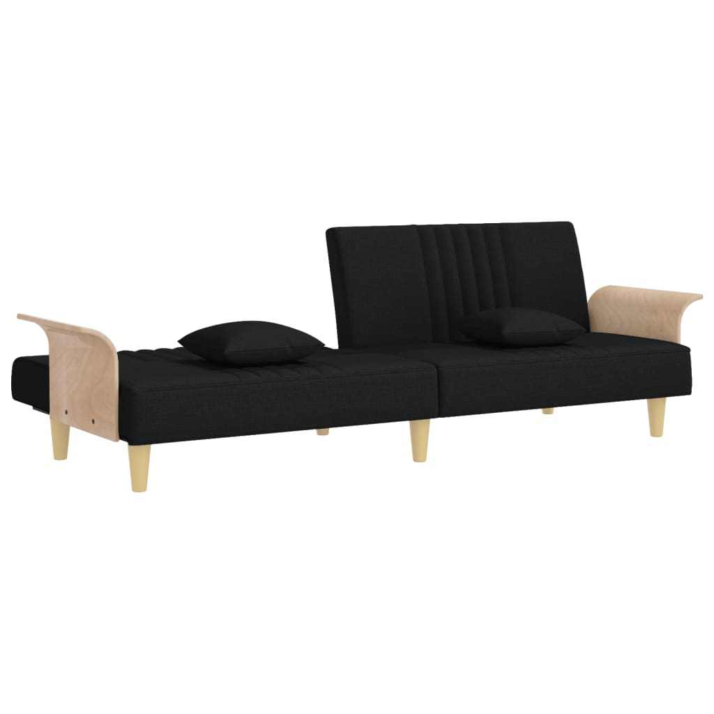 vidaXL Canapea extensibilă cu cotiere, negru, textil