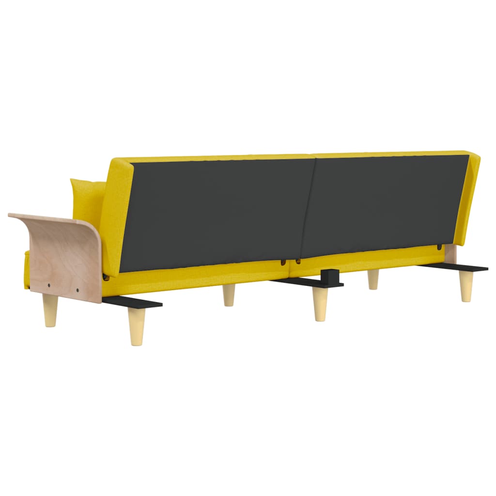 vidaXL Canapea extensibilă cu cotiere, galben deschis, textil