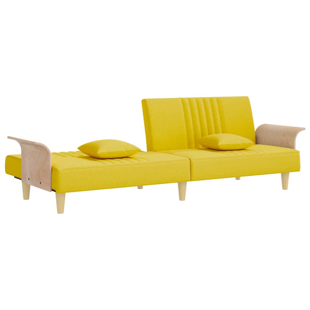 vidaXL Canapea extensibilă cu cotiere, galben deschis, textil