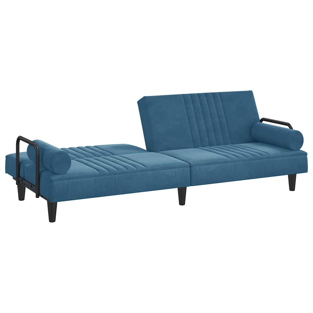 vidaXL Canapea extensibilă cu cotiere, catifea albastră