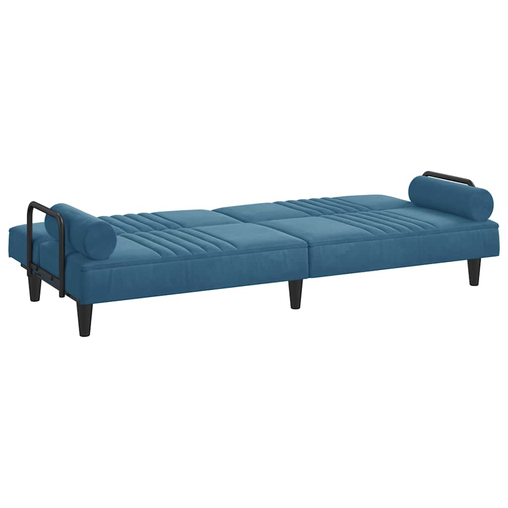 vidaXL Canapea extensibilă cu cotiere, catifea albastră