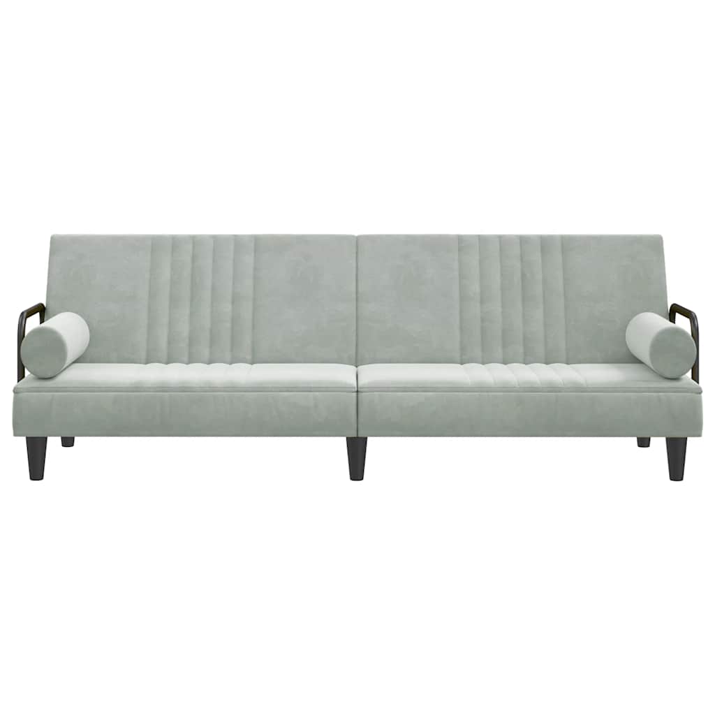 vidaXL Canapea extensibilă cu cotiere, gri deschis, catifea vidaXL Canapea extensibilă cu cotiere, gri deschis, catifea