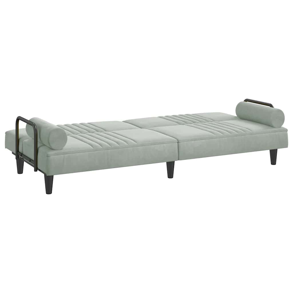 vidaXL Canapea extensibilă cu cotiere, gri deschis, catifea vidaXL Canapea extensibilă cu cotiere, gri deschis, catifea