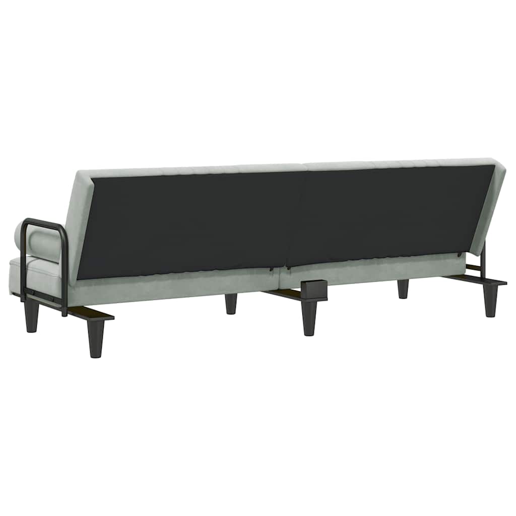 vidaXL Canapea extensibilă cu cotiere, gri deschis, catifea vidaXL Canapea extensibilă cu cotiere, gri deschis, catifea