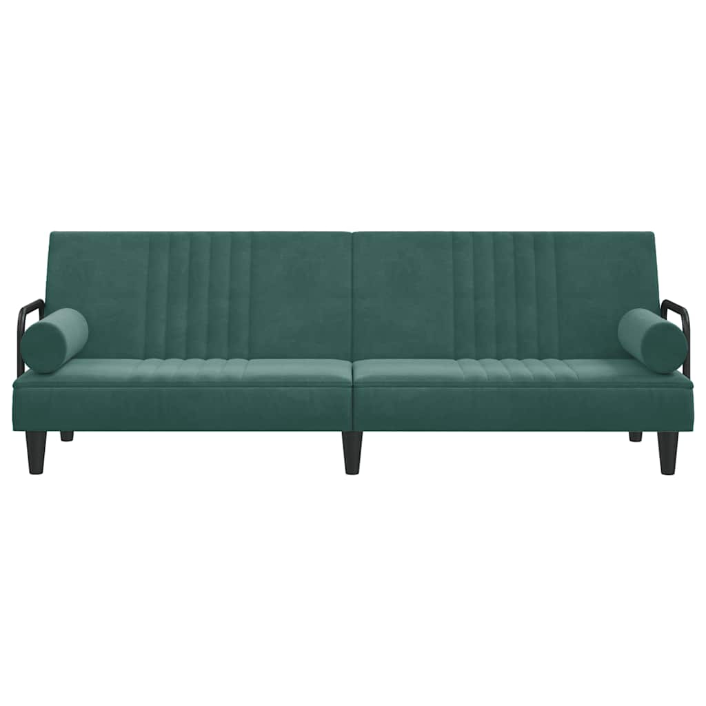 vidaXL Canapea extensibilă cu cotiere, verde închis, catifea