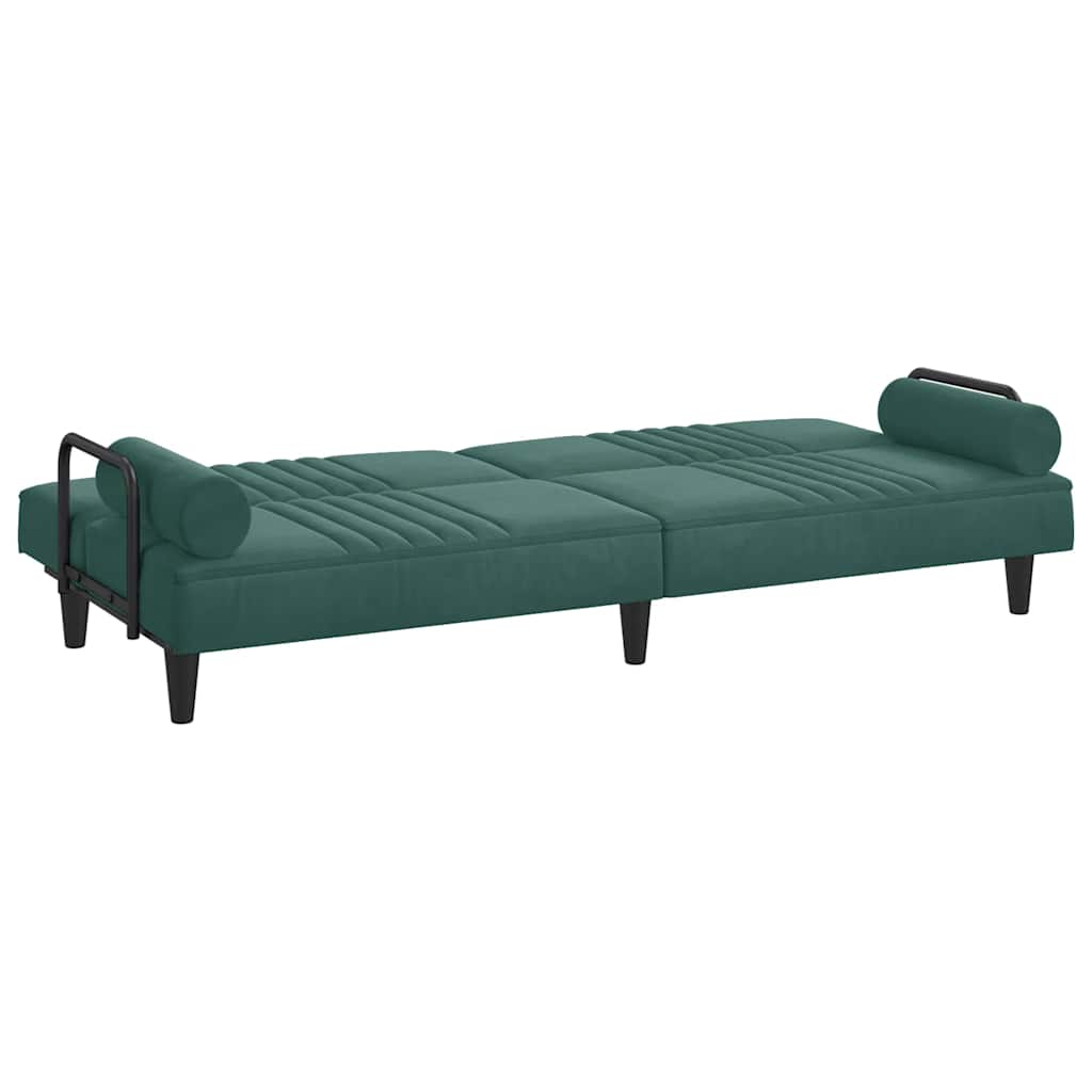 vidaXL Canapea extensibilă cu cotiere, verde închis, catifea