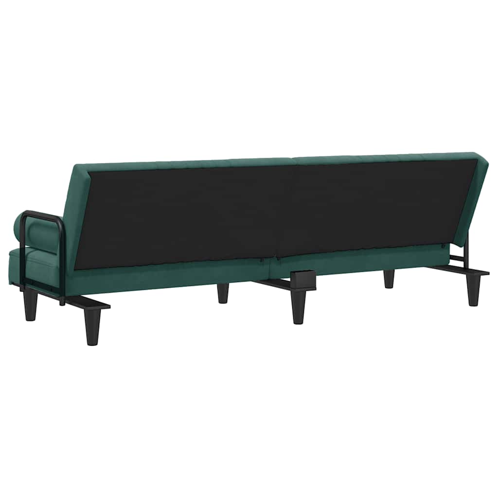 vidaXL Canapea extensibilă cu cotiere, verde închis, catifea