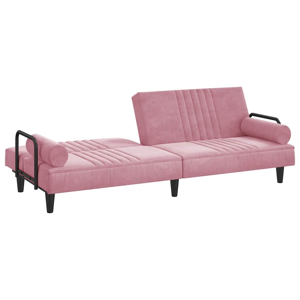 vidaXL Canapea extensibilă cu cotiere, roz, catifea