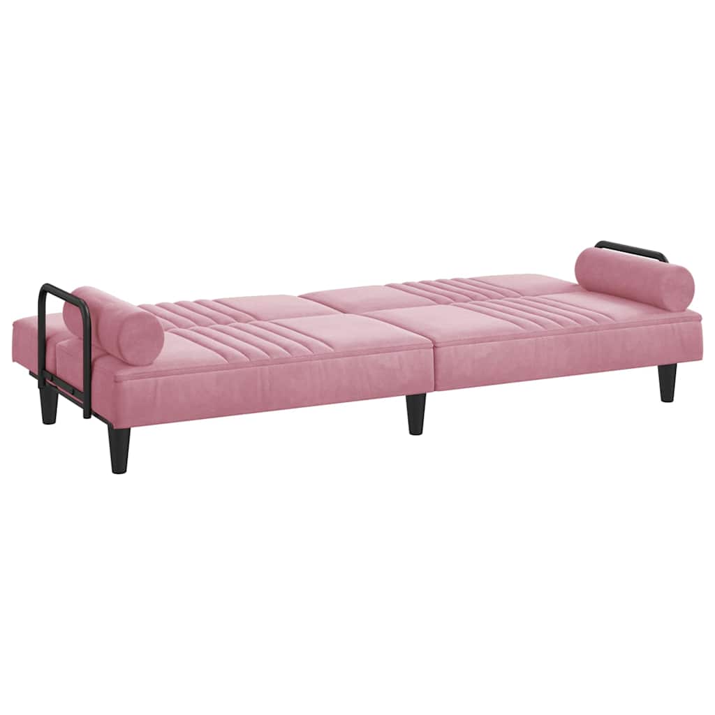 vidaXL Canapea extensibilă cu cotiere, roz, catifea