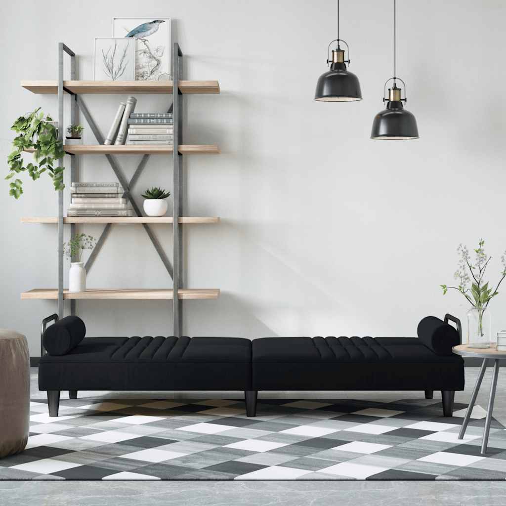 vidaXL Canapea extensibilă cu cotiere, negru, catifea