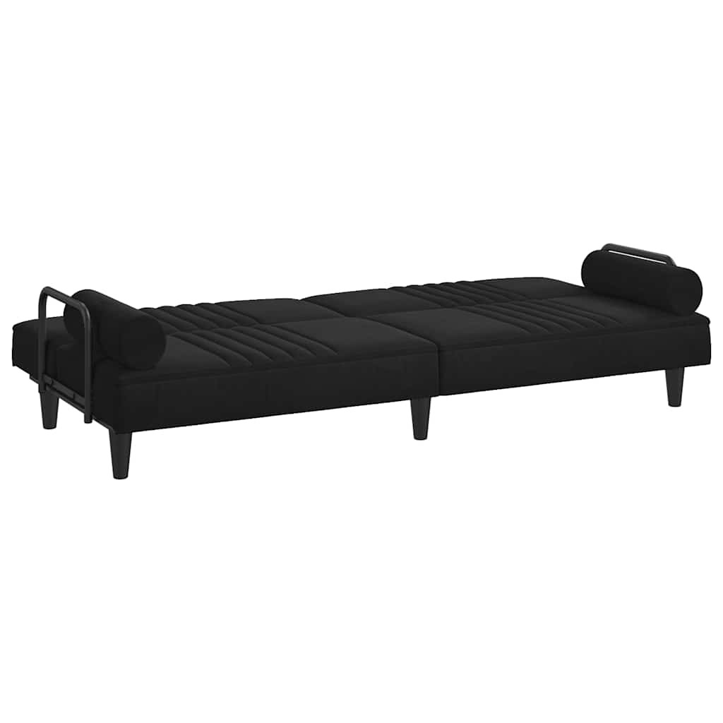 vidaXL Canapea extensibilă cu cotiere, negru, catifea
