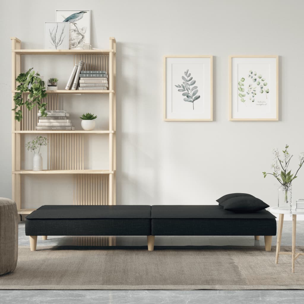 vidaXL Canapea extensibilă, negru, material textil vidaXL Canapea extensibilă, negru, material textil