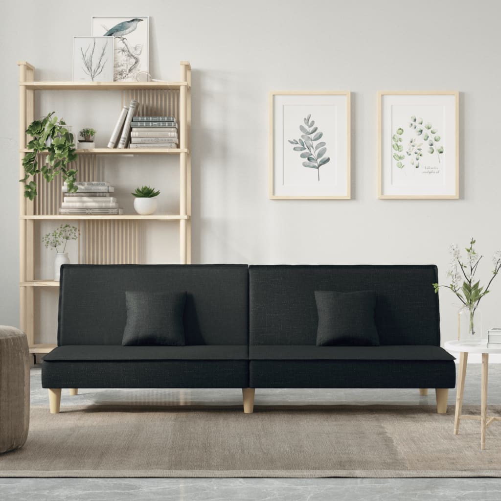 vidaXL Canapea extensibilă, negru, material textil vidaXL Canapea extensibilă, negru, material textil