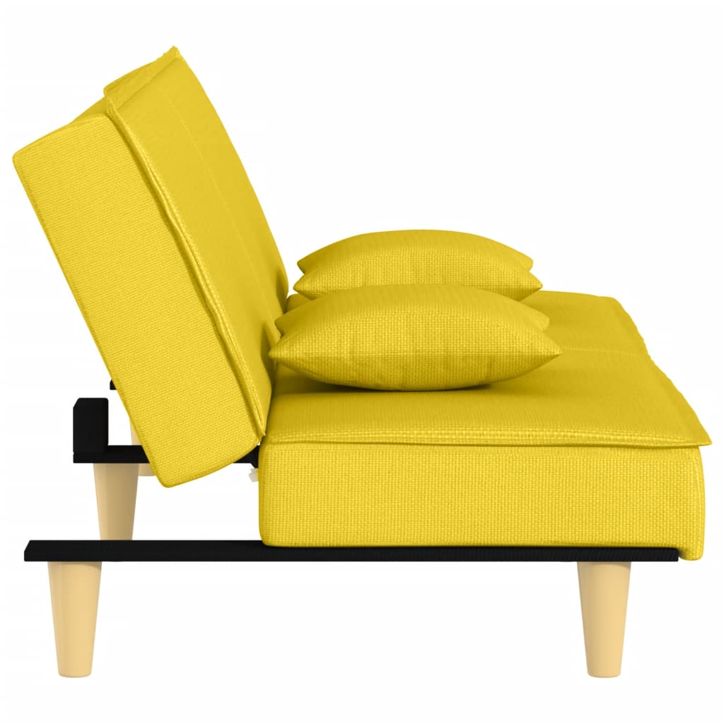 vidaXL Canapea extensibilă, galben deschis, material textil vidaXL Canapea extensibilă, galben deschis, material textil