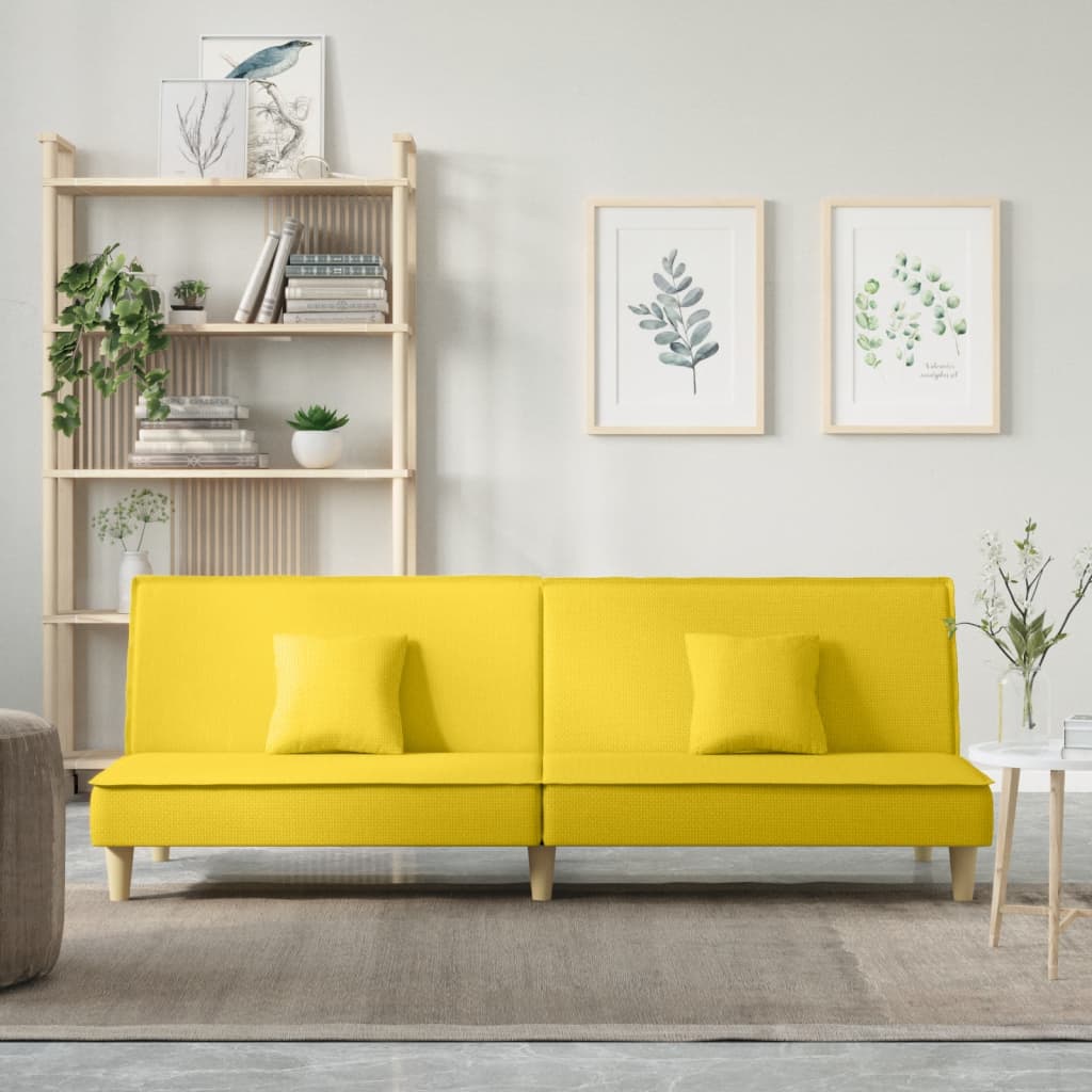 vidaXL Canapea extensibilă, galben deschis, material textil vidaXL Canapea extensibilă, galben deschis, material textil